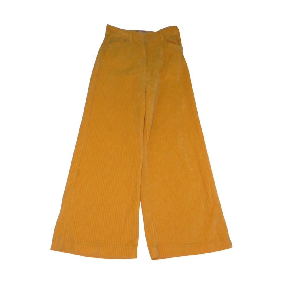 Urban Outfitters Mustard Yellow Wide Leg Corduroy High Rise Pants Size 10 3697